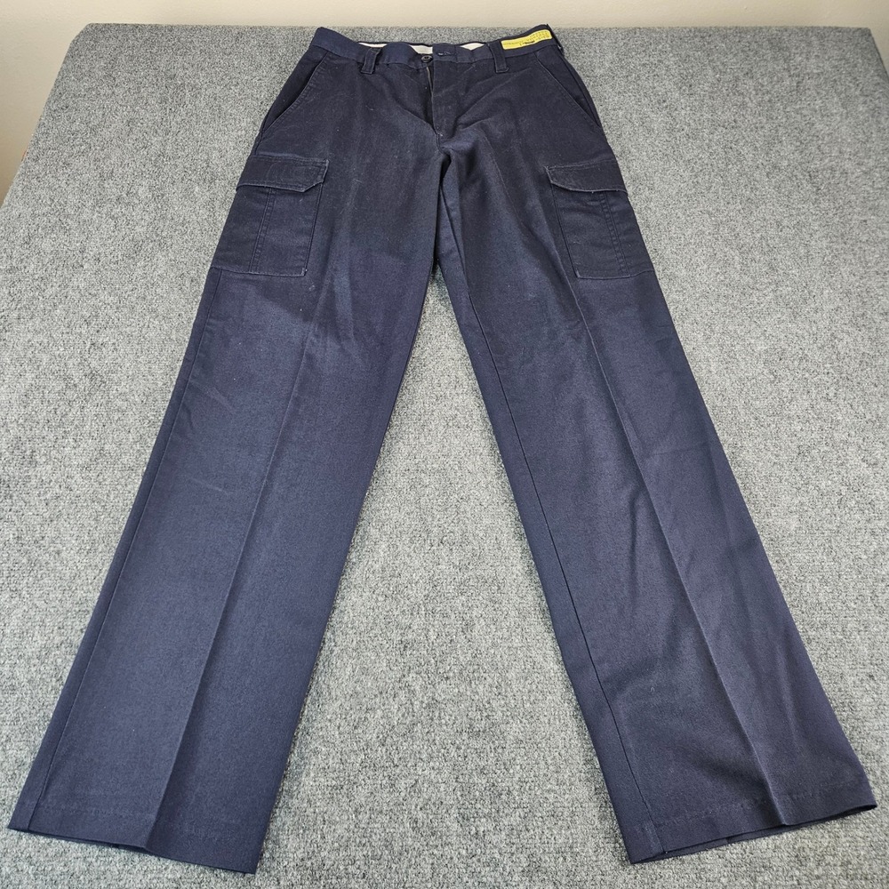 Cintas ComfortFLEX Mens Navy Blue Cargo Work Pants 28x31 Straight Leg 270-20